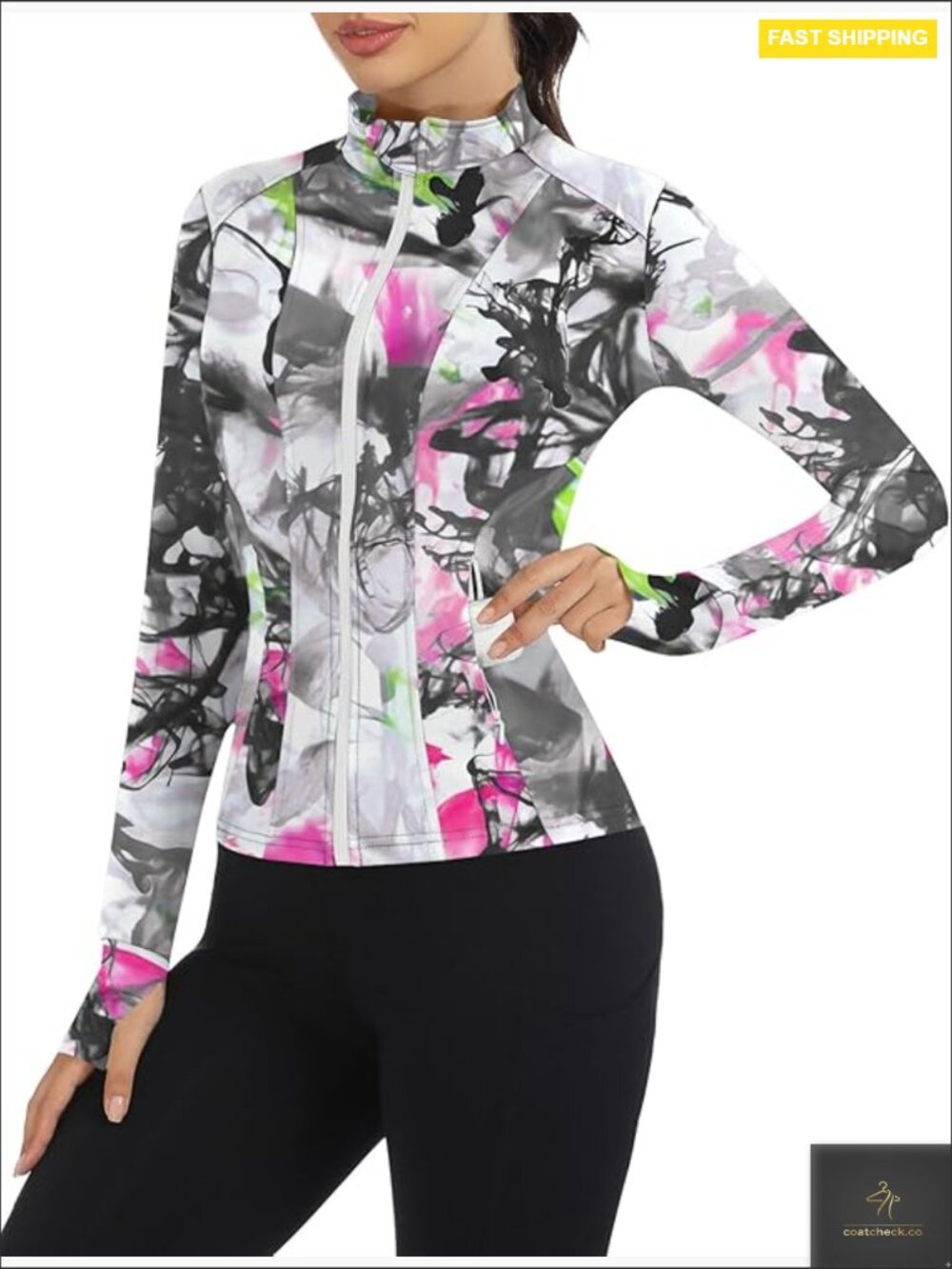 Lightweight Zip Up Jacket Cropped Slim Fit Running Yoga Tops with Pockets